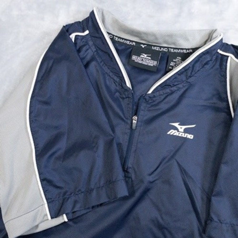 Mizuno Teamwear Pullover Jacket YOUTH YXL‎ Xl Short Sleeve Youth Navy Sports